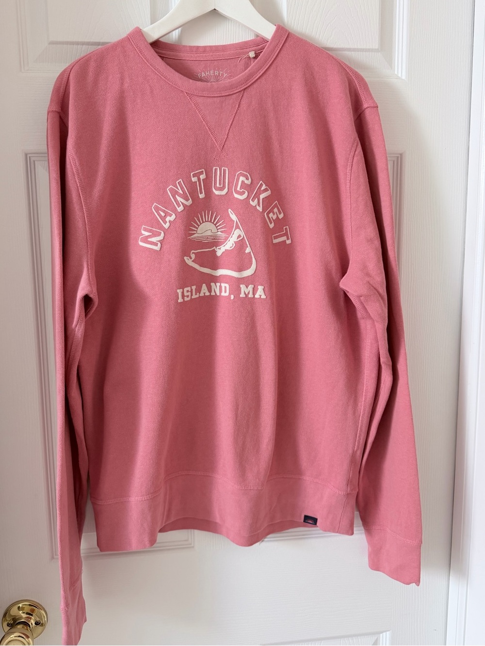 Faherty Nantucket Cape Cod Coastal Prep Cotton Terry Retro Sweatshirt Size Large
